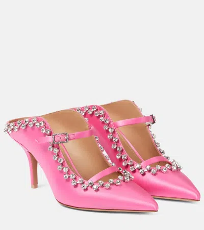 Malone Souliers Gala Embellished Satin Mules In Pink