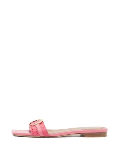 Pre-owned Malone Souliers Gena Buckle-detail Flat Sandals In Pink