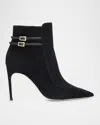Malone Souliers Giordana Suede Buckle Booties In Black