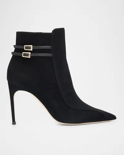 Malone Souliers Giordana Suede Buckle Booties In Black