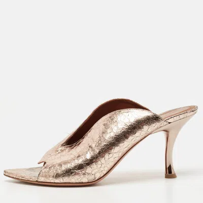Pre-owned Malone Souliers Gold Metalic Leather Mules Size 40