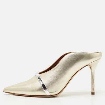 Pre-owned Malone Souliers Gold/silver Leather Maureen Mules Size 38