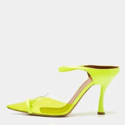 Pre-owned Malone Souliers Green/transparent Pvc Maureen Pointed Toe Mules Size 40.5