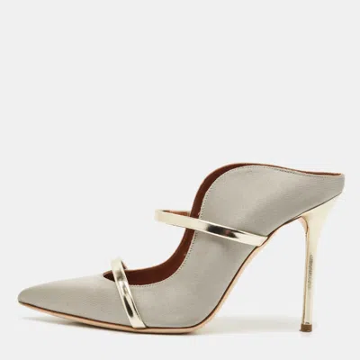 Malone Souliers Grey Satin Maureen Heel Mules In Gray