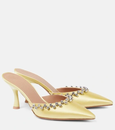 Malone Souliers Gwyn 70 Embellished Satin Mules In Yellow