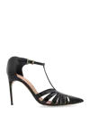 Malone Souliers Jennifer Caged Patent Leather T-strap Pumps