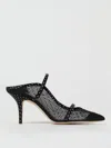 Malone Souliers Maureen 85 Polka Dot Satin Mesh Mules In Black