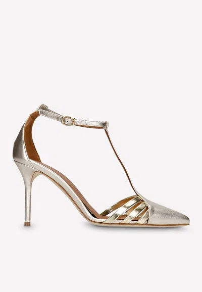 Malone Souliers Ila 85 Metallic Leather Heeled Pumps In Silver