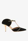 Malone Souliers Imogen 70 Suede T-strap Mules In Black