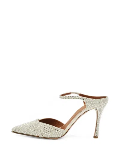 Pre-owned Malone Souliers Iona Crystal-embellished Mules In White
