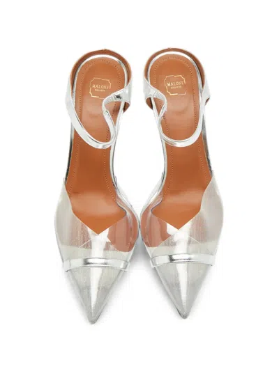 Pre-owned Malone Souliers Iona Pointed-toe Mules In Silver
