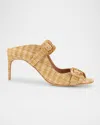Malone Souliers Isobel Raffia Dual-strap Mule Sandals In Brown