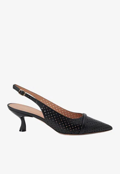 Malone Souliers Vesper 70mm Perforated-leather Pumps In Black