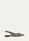 Malone Souliers Jama Leather-trimmed Raffia Ballet Flats In Black Black