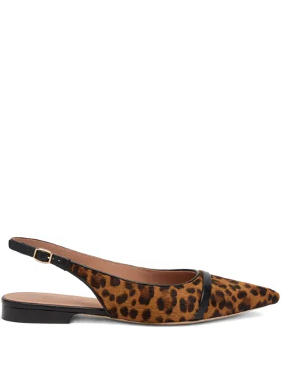 Malone Souliers Jama Leopard-print Slingback Flats In Brown