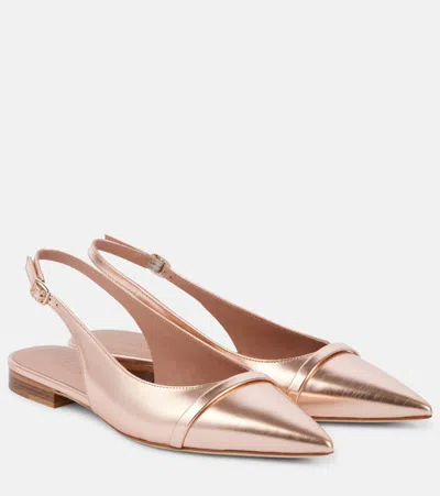 Malone Souliers Jama Metallic Leather Slingback Ballet Flats In Pink