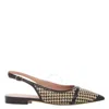 Malone Souliers Jama Leather-trimmed Raffia Ballet Flats In Black