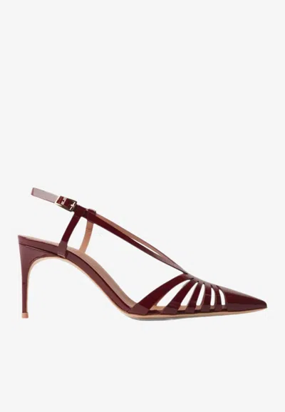 Malone Souliers Janette 70 Patent Leather Slingback Pumps In Burgundy