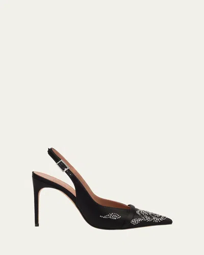 Malone Souliers Jazz Embellished Satin Slingback Pumps In Black