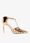 Malone Souliers Jennifer 90 Metallic Leather Mules In Gold