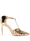 Malone Souliers Jennifer 90 Metallic Leather Mules In Gold
