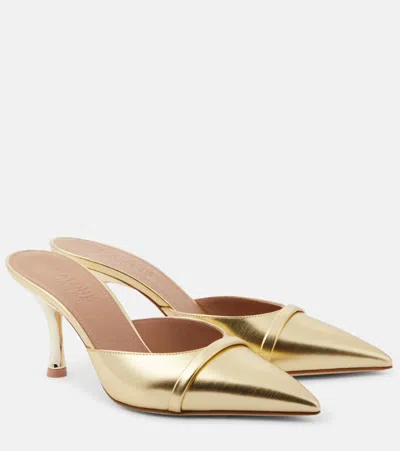 Malone Souliers Joella 70 Metallic Leather Mules In Antique Gold/antique Gold