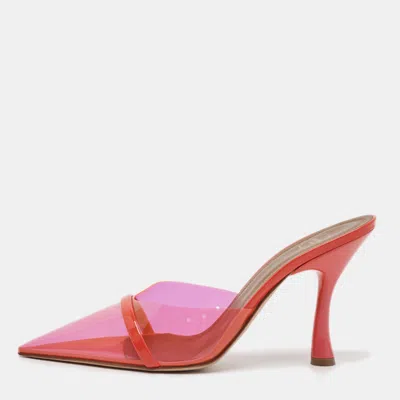 Pre-owned Malone Souliers Joella Size 38 Pink Pvc And Patent Leather Mules