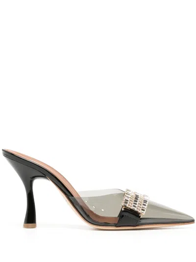 Malone Souliers Joelle 90mm Leather Mules In Grey