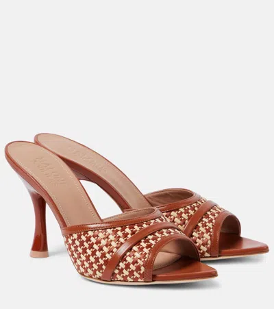 Malone Souliers Julia 90 Raffia Mules In Brown