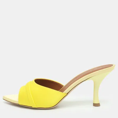 Pre-owned Malone Souliers Julia Size 37 Yellow Satin Slide Sandals
