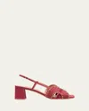 MALONE SOULIERS X TABITHA SIMMONS KATARINA STUDDED LINEN SLINGBACK SANDALS