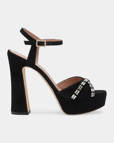 Malone Souliers Keaton 125mm Embellished Suede Platform Sandals In Animal Print