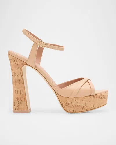 Malone Souliers Keaton Leather Cork Platform Sandals In Buff