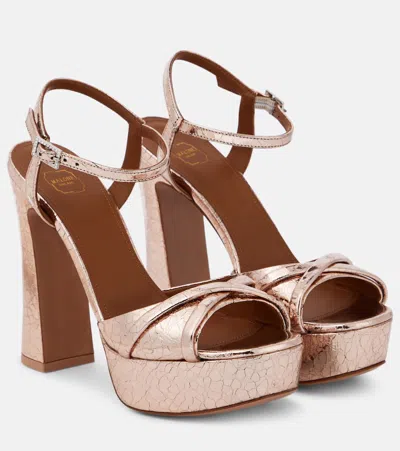 Malone Souliers Keaton Mirrored Leather Platform Sandals In Metallic