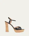 Malone Souliers Keaton Patent Cork Platform Sandals In Blackblack