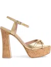 Malone Souliers Metallic Leather Crisscross Cork Platform Sandals In Gold