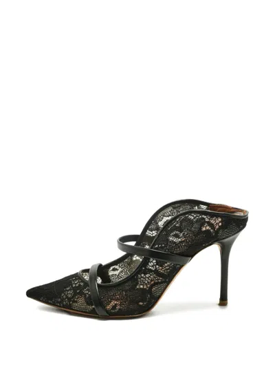 Pre-owned Malone Souliers Lace Leather Sandals In Black