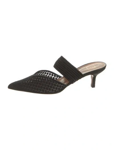Pre-owned Malone Souliers Lace Pattern Mules In Black