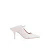 Malone Souliers Ladies Maureen 70 Double Straps Leather Mules In White