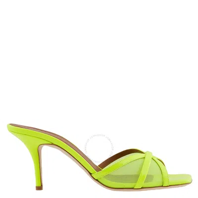 Malone Souliers Ladies Neon Yellow Perla 70 Leather Mesh Sandals In Green