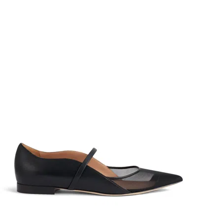 Malone Souliers Leather And Mesh Maureen Arc Flats In Black