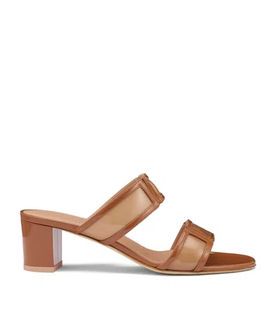 Malone Souliers Leather And Pvc Loulou Heeled Mules 45 In Brown