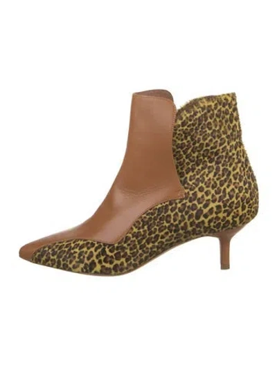 Pre-owned Malone Souliers Leather Animal Print Boots In Brown