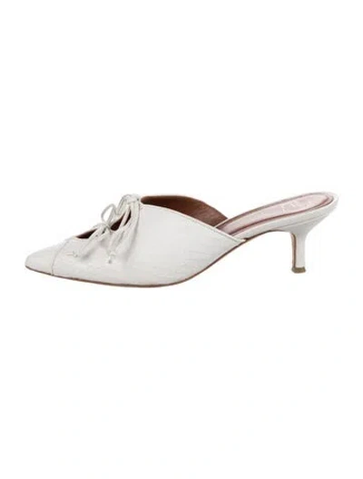 Pre-owned Malone Souliers Leather Animal Print Mules In White