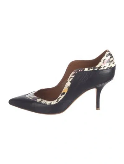 Pre-owned Malone Souliers Leather Animal Print Pumps In Blue