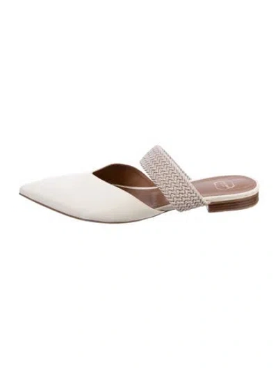 Pre-owned Malone Souliers Leather Braided Accents Mules In White