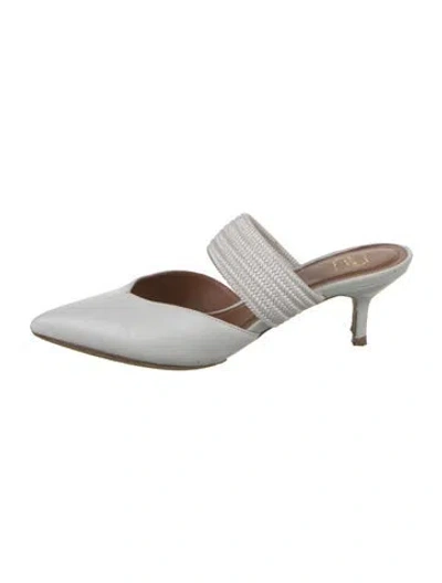 Pre-owned Malone Souliers Leather Braided Accents Mules In White