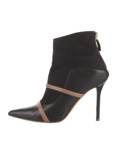 Pre-owned Malone Souliers Leather Colorblock Pattern Boots In Black