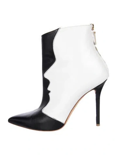 Pre-owned Malone Souliers Leather Colorblock Pattern Boots In Black/white
