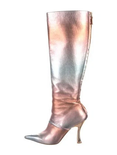 Pre-owned Malone Souliers Leather Colorblock Pattern Boots In Pink
